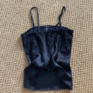 Forever21 size small black silky lace slip top